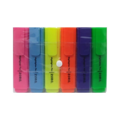 طقم قلم تظهير 6 ألوان زورو