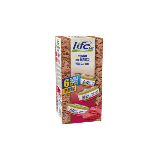 لايف كات | طعام للقطط بالتونة ولحم البقر 6x50g