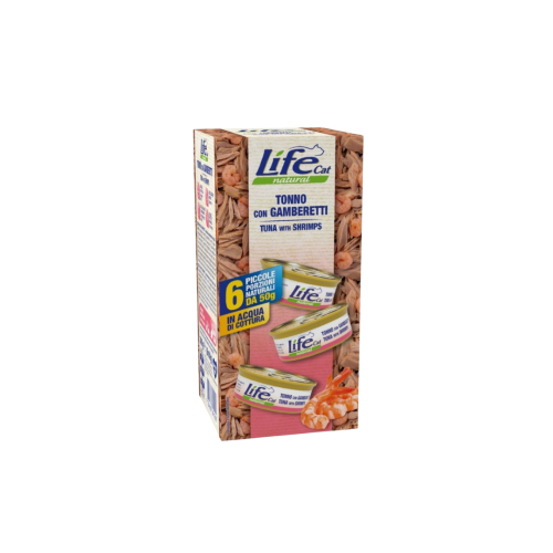لايف كات | طعام للقطط بالتونة والروبيان 6x50g