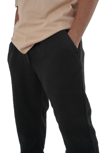 Trousers - linen - black