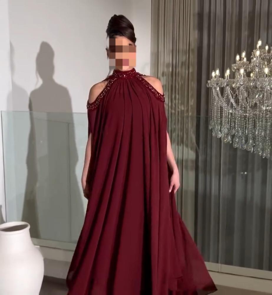 فستان سهره نسائي شيفون لون عودي