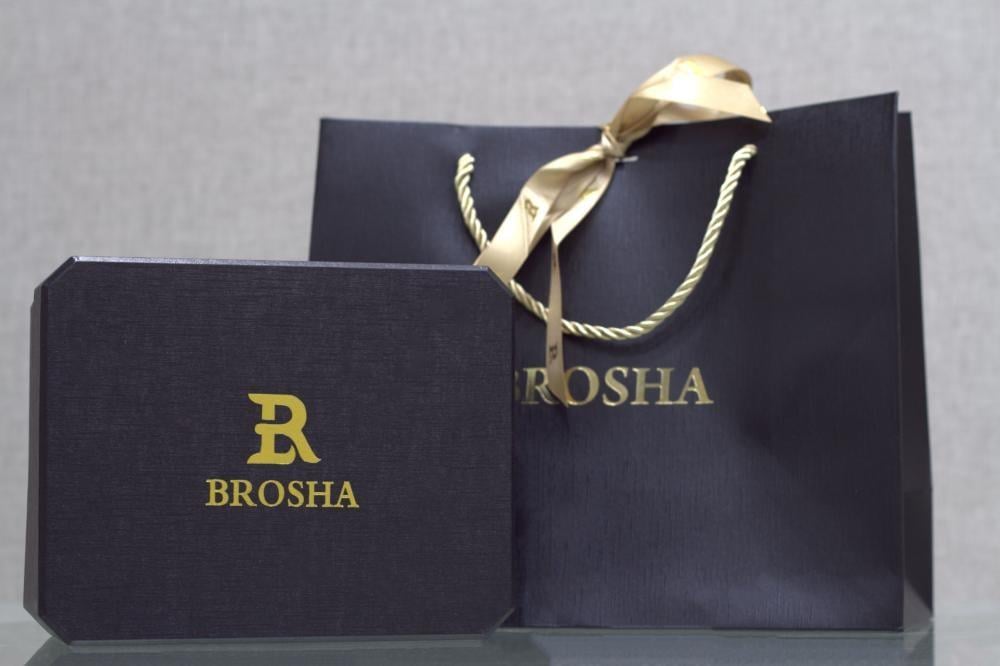 طقم رجالي من BROSHA استيل فضي ذهبي