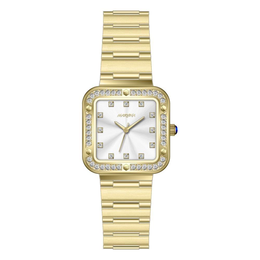 ساعة من ماركة MARVINA نسائية لون ذهبي وفضي المرصعة بالأحجار