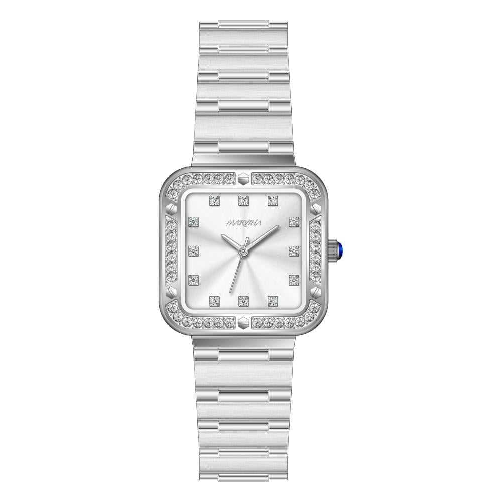 ساعة من ماركة MARVINA نسائية لون ذهبي وفضي المرصعة بالأحجار