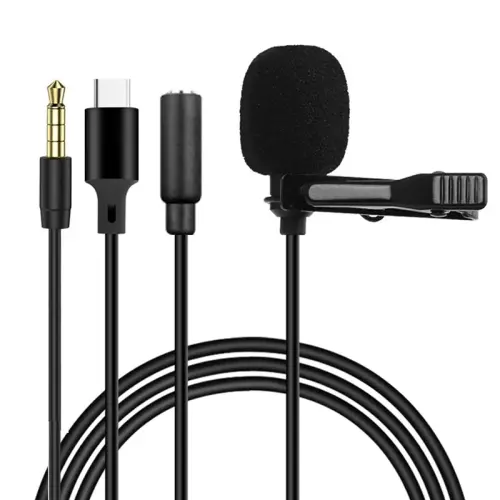 USB صغير Lavalier ميكروفون نوع C مشبك معدني التلبي...