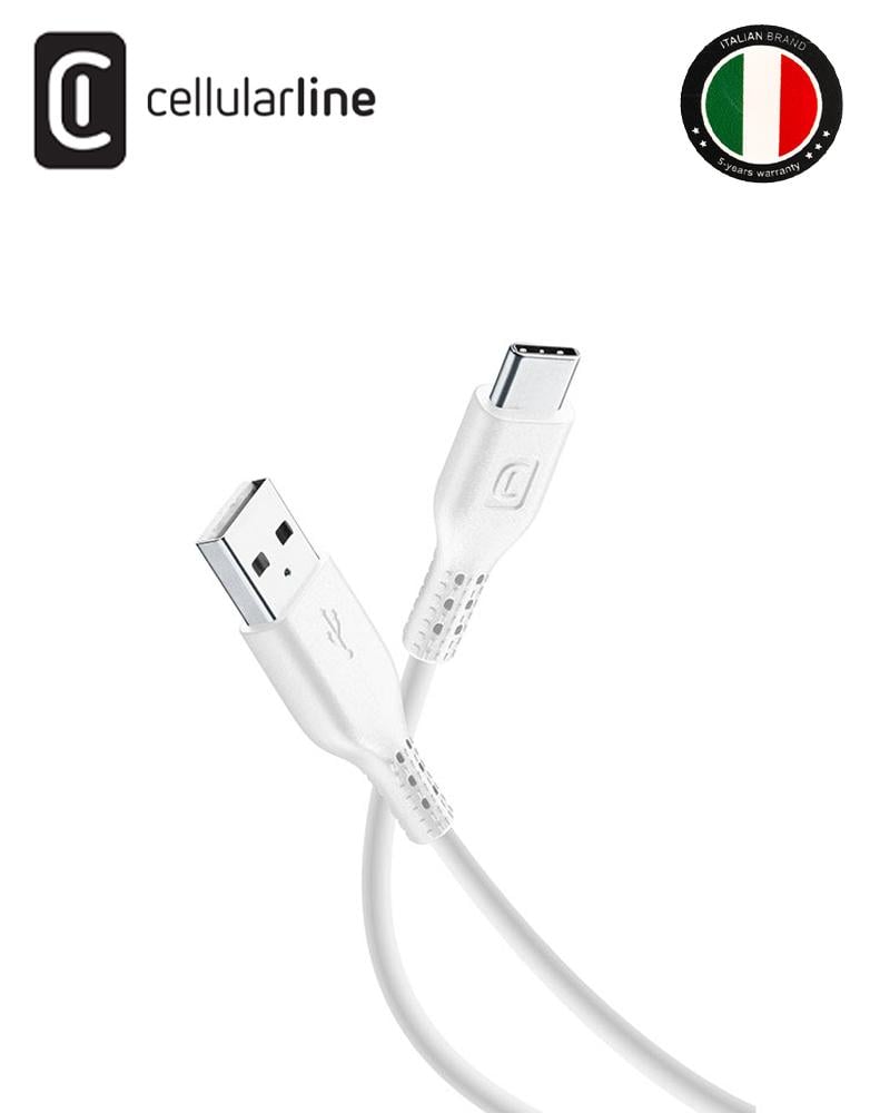 كيبل Cellularline يو اس بي الى تايب سي طول 1 متر يدعم الشحن السريع أبي