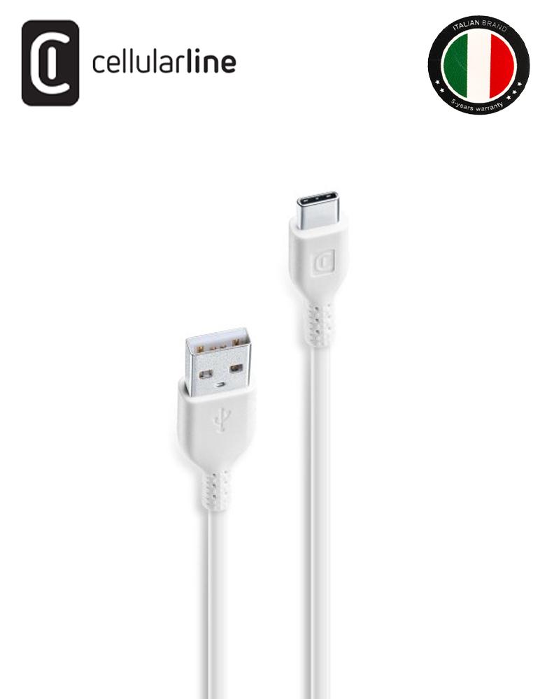 كيبل Cellularline يو اس بي الى تايب سي طول 1 متر يدعم الشحن السريع أبي