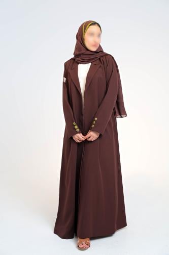 عبايه كتان بليزر مع اضافة الشالكي من الخلف بطريقه...