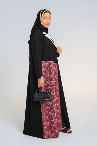 عبايه كتان بليزر مع دانتيل مخرم