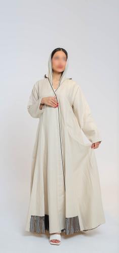 عبايه لنن طبيعي بتحديد قيطان مع لمسة من الترتر اله...