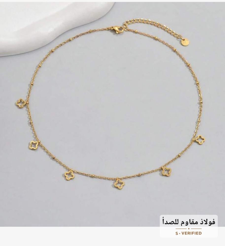 قلادة من الفولاذ المقاوم للصدأ بتصميم ورقة البرسيم المحظوظة، قلادة بتصميم زهرة رباعية الأوراق، مناسب