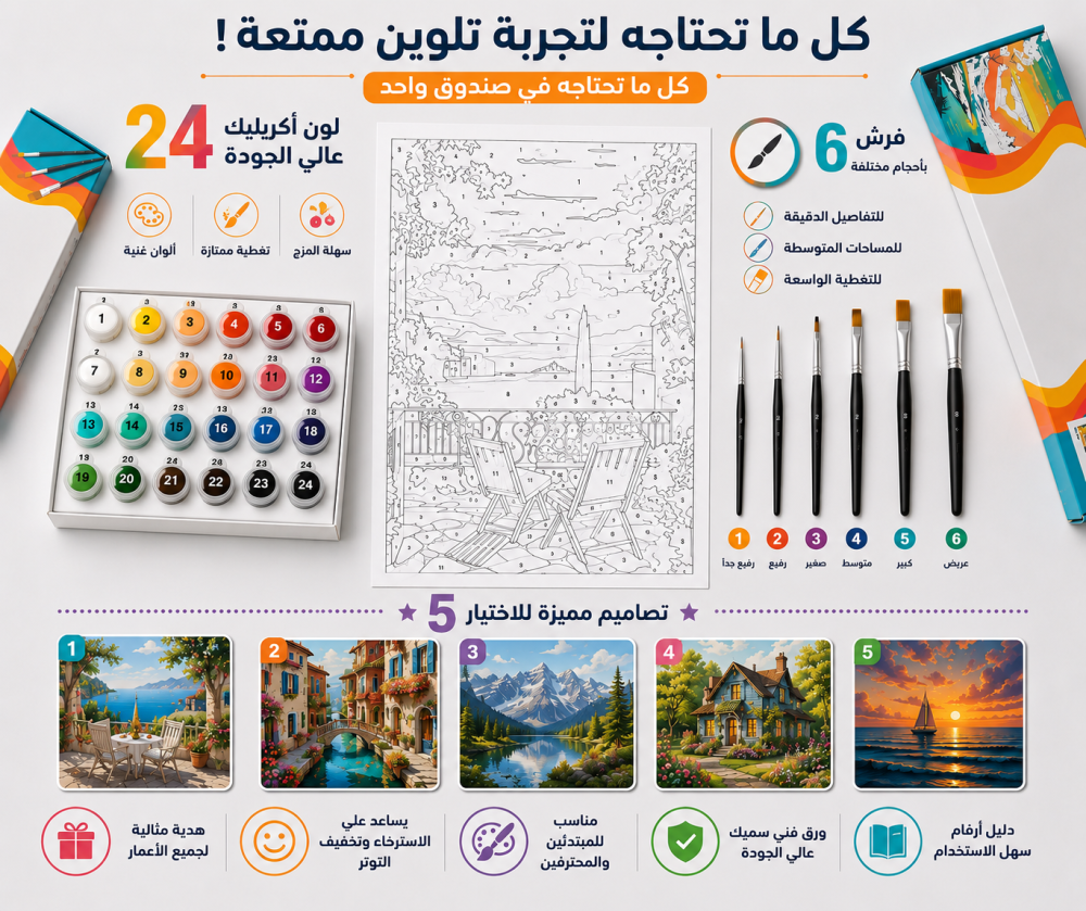 الباقة المتطورة لوحات تلوين بالأرقام للأطفال (الفتيات )