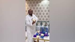 عدد 12 شدة مناديل صغيرة مربعة بنقشة السدو (تسعة اكياس)  لون ازرق فاتح