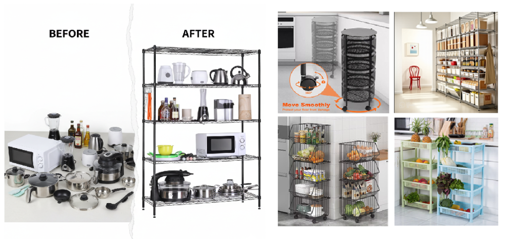 رفوف كروم شبك ( رفوف مطبخ )