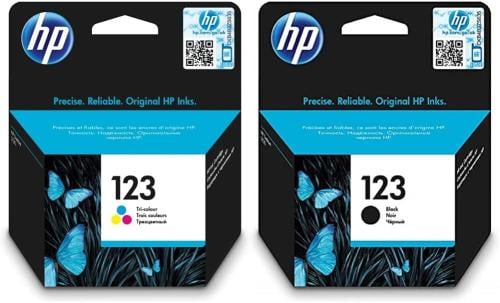 حبر أصلي ملون وأسود رقم 123 متوافق مع طابعات HP