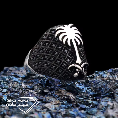 خاتم رجالي فضه استرليني تصميم سعودي