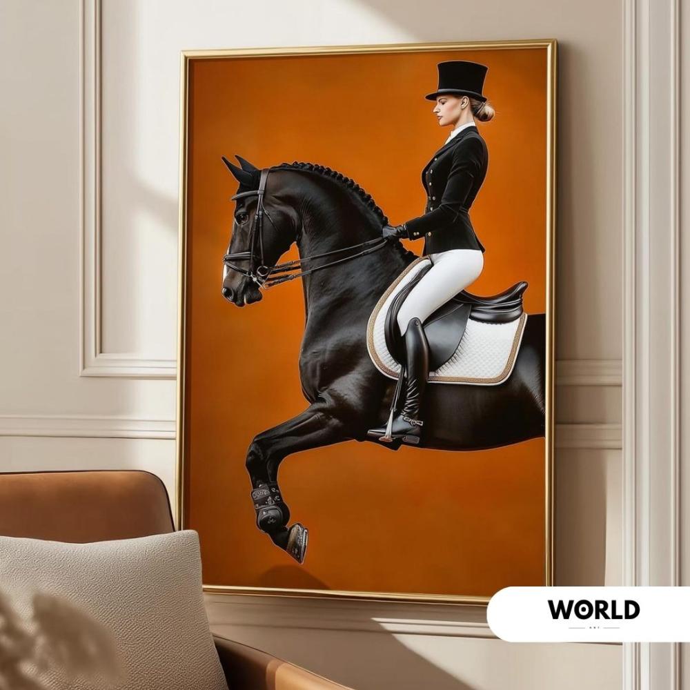 لوحة جدارية  بتصميم حصان وامراه بالوان فريده زاهيه