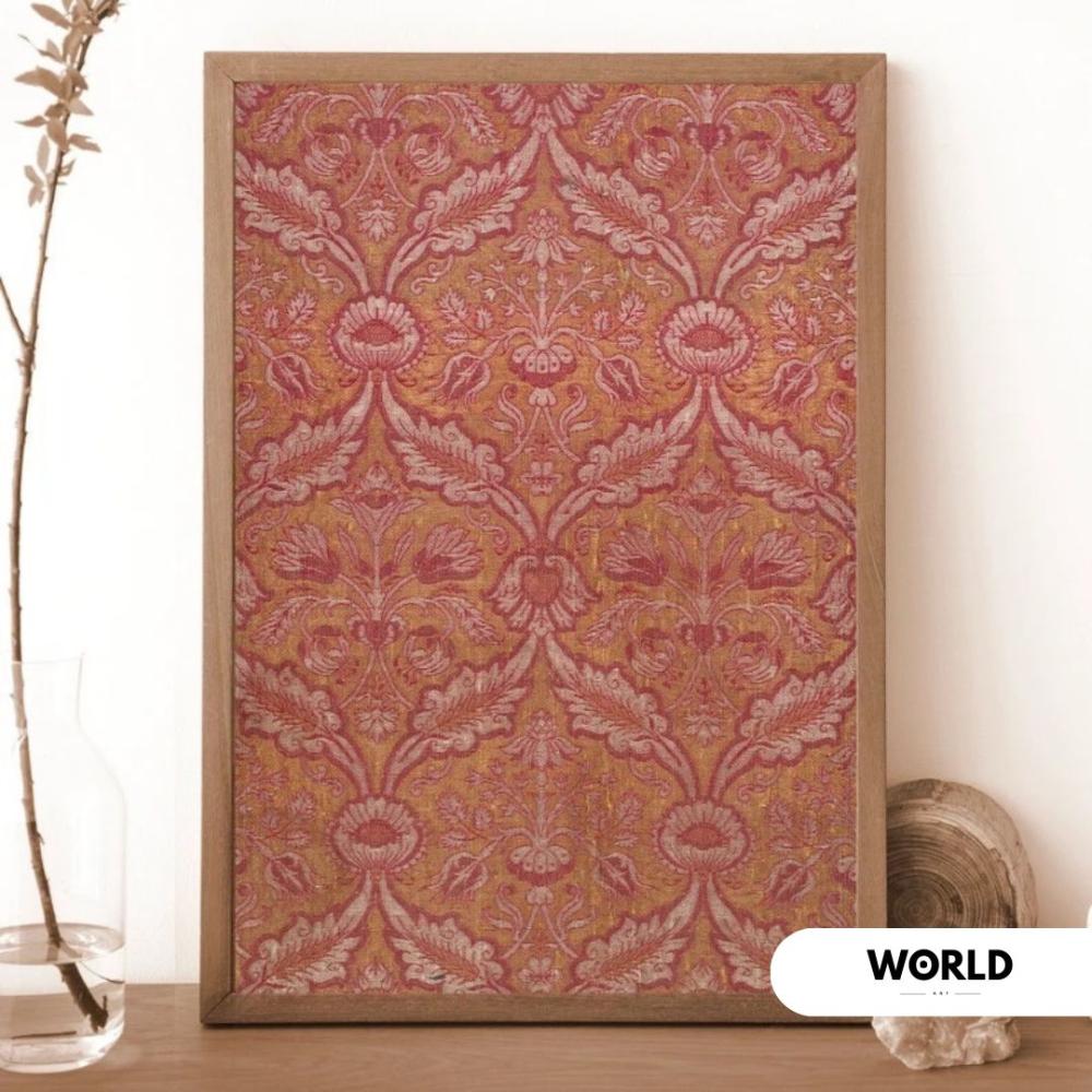 لوحة جدارية بلون احمر بتصميم سجادة فريدة وأناقة على أي مكان.