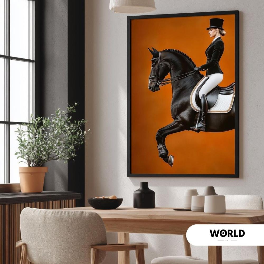 لوحة جدارية  بتصميم حصان وامراه بالوان فريده زاهيه