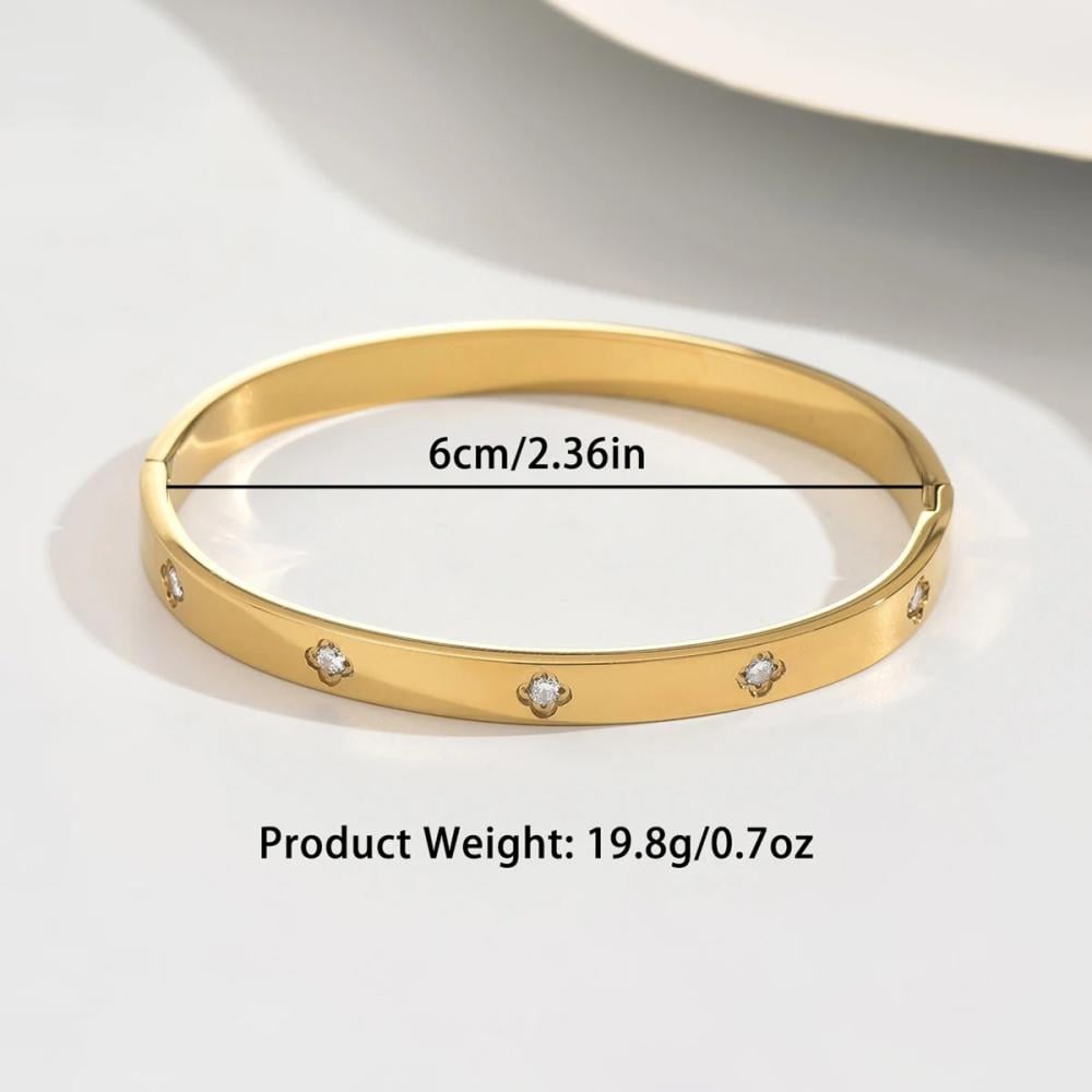 مجموعة من أساور الفولاذ المقاوم للصدأ المطلية بالذهب عيار 18