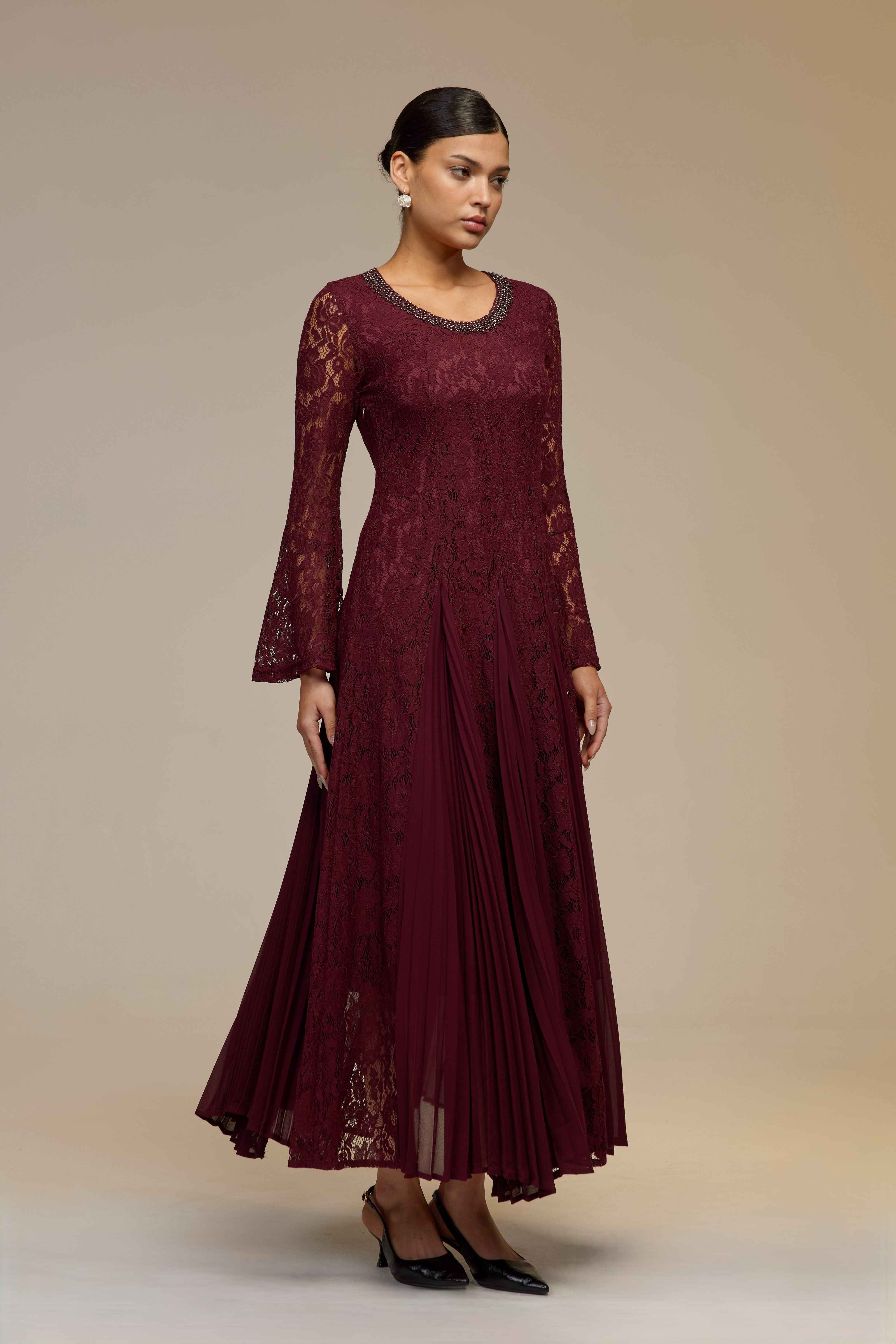 maroon lace formal dress Sweetheart Mermaid Burgundy Lace Prom Dress Strapless Evening Dress US0 / As Picture