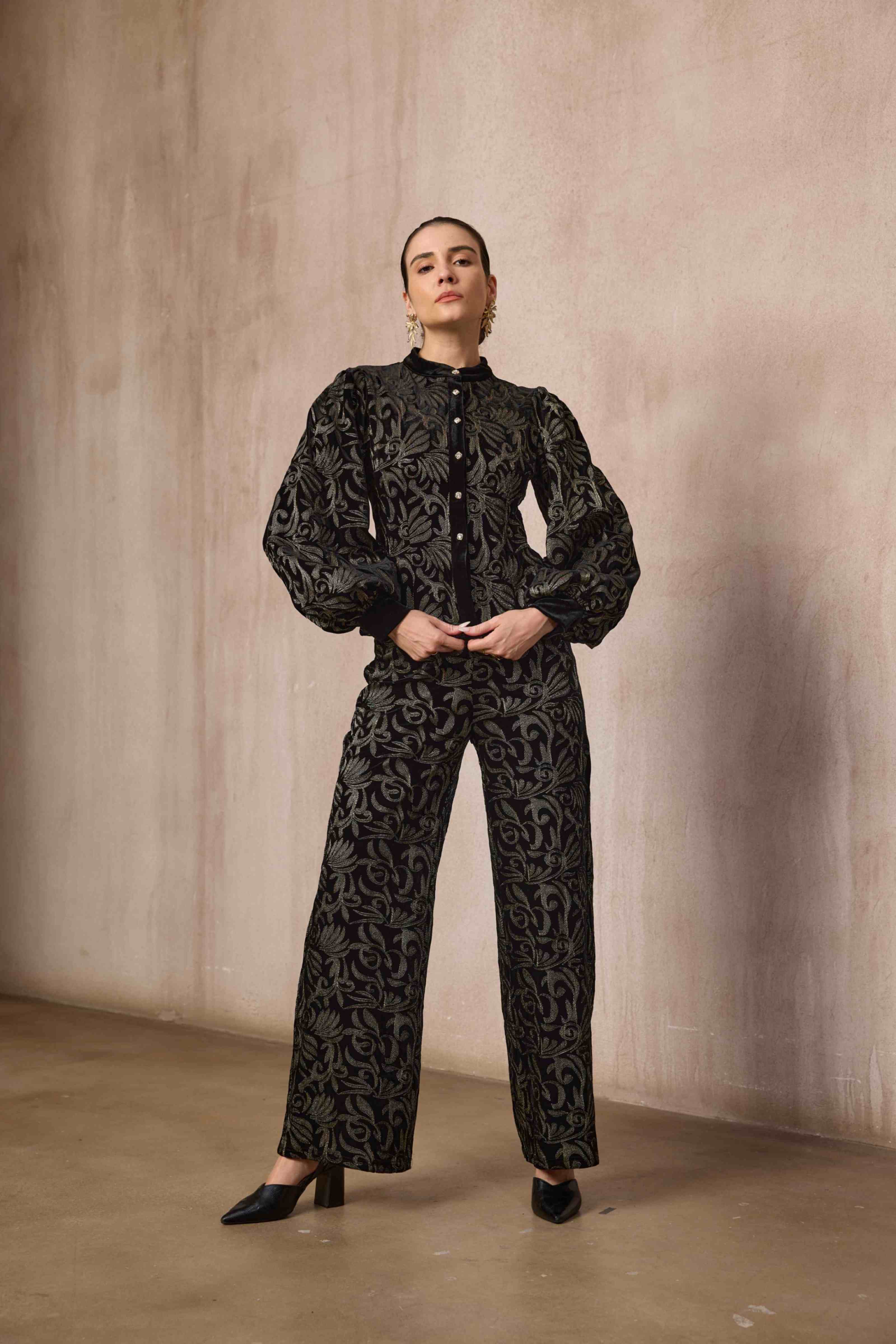 Jacquard Blouse with Guipure Embroidery - LAVALLEE