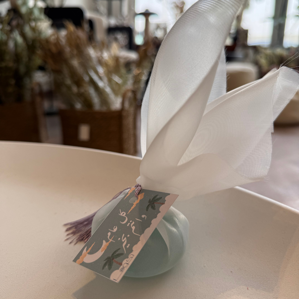 مبخرة زجاج مع أعواد بخور لون تركواز