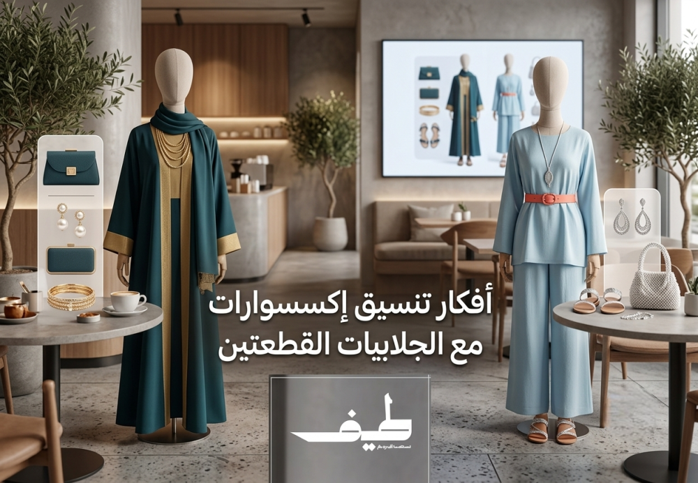 تنسيق اكسسوارات مع جلابية قطعتين