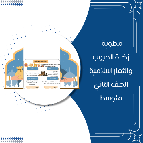 مطوية زكاة الحبوب والثمار اسلامية الصف الثاني متوس...