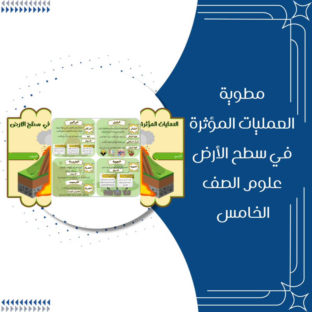مطوية العمليات المؤثرة في سطح الأرض علوم الصف الخامس الترم الأول