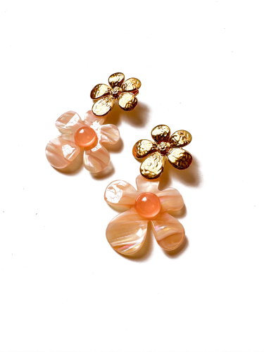 Pink Petal Gold Earrings