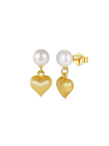 Silver Heart of Pearl Earring