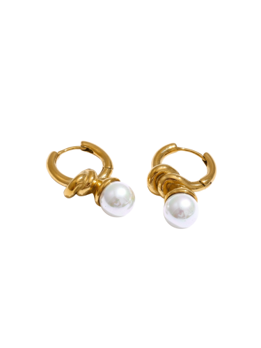 Golden Knot Pearl Drops Earrings