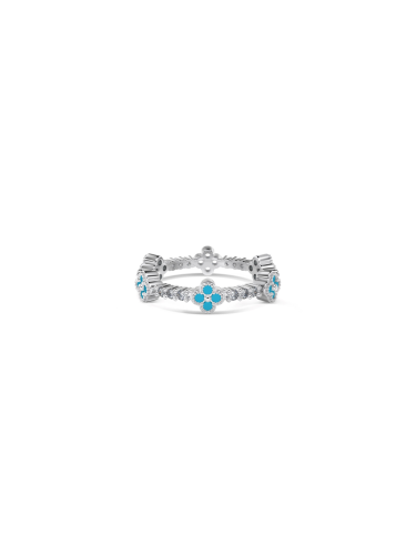 Silver Turquoise Clover Ring