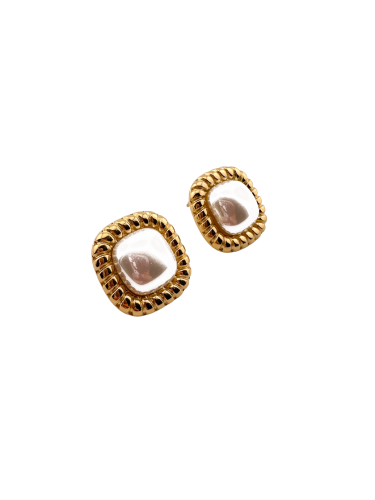 Vintage Square Pearl Earrings