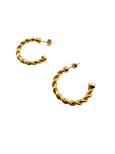 Golden Rope Hoops Earrings