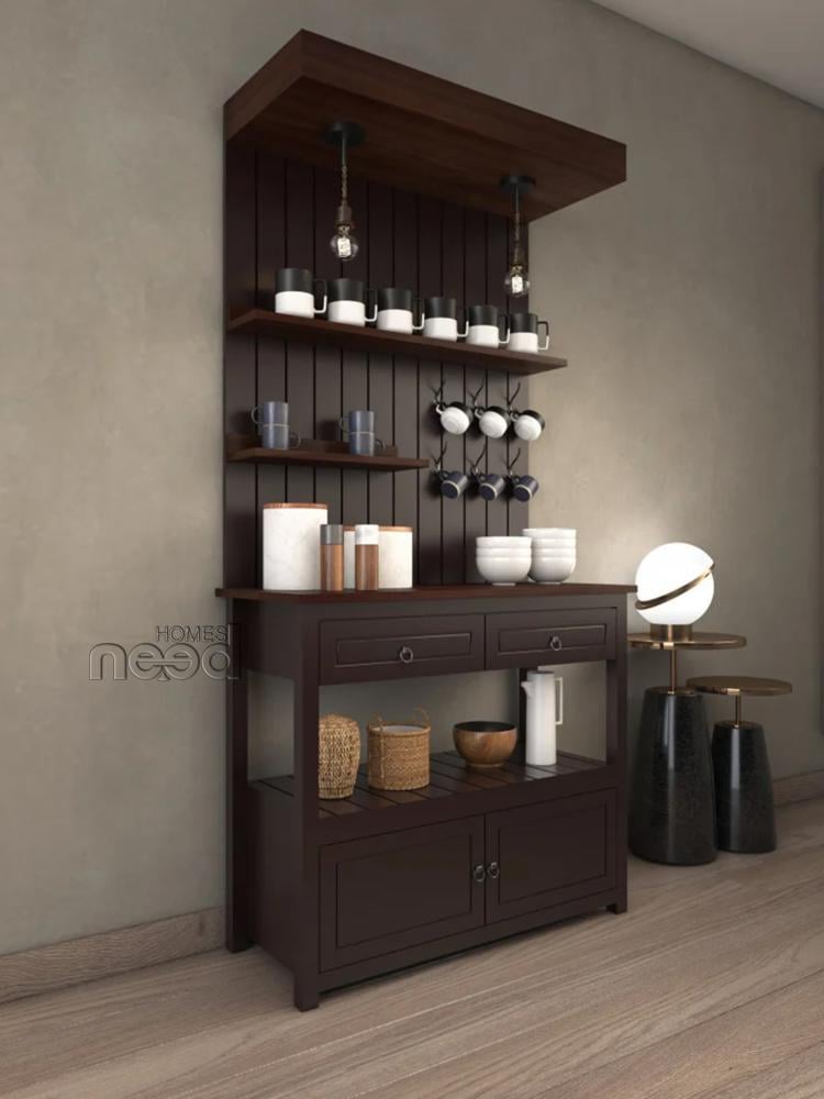 ركن قهوة أبيض بني بتصميم عصري