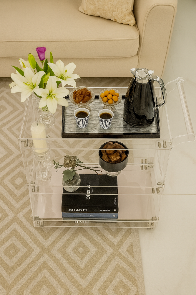 عربة تقديم ضيافة من الاكريليك الفاخر