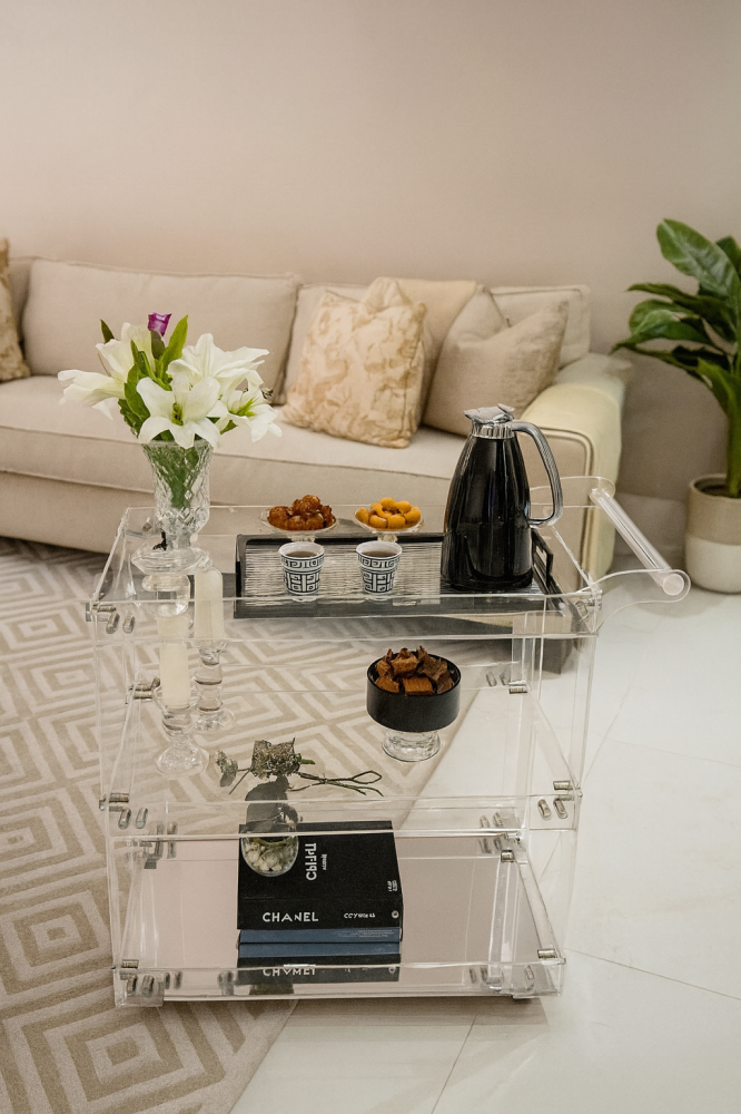 عربة تقديم ضيافة من الاكريليك الفاخر