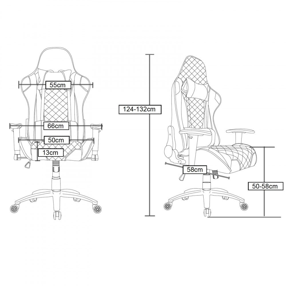 كرسي قيمنق دايموند ابيض+اسود - CHAIR GAMING DAIMOND ASA WHITE
