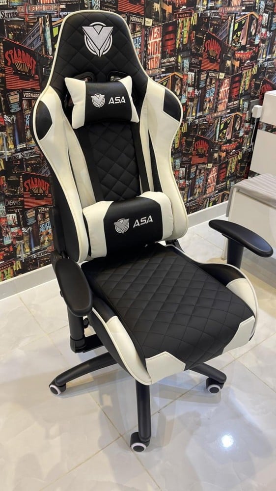 كرسي قيمنق دايموند ابيض+اسود - CHAIR GAMING DAIMOND ASA WHITE