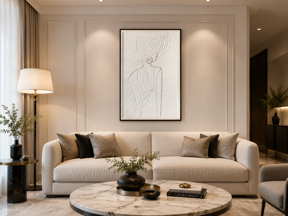 لوحة فنية مودرن بإطار أسود مقاس 100 × 150 سم