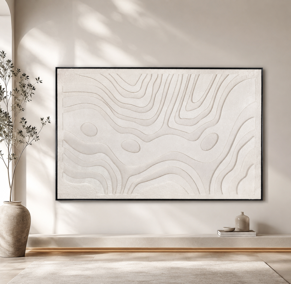 لوحة فنية كبيرة بإطار أسود مقاس 100 × 150 سم