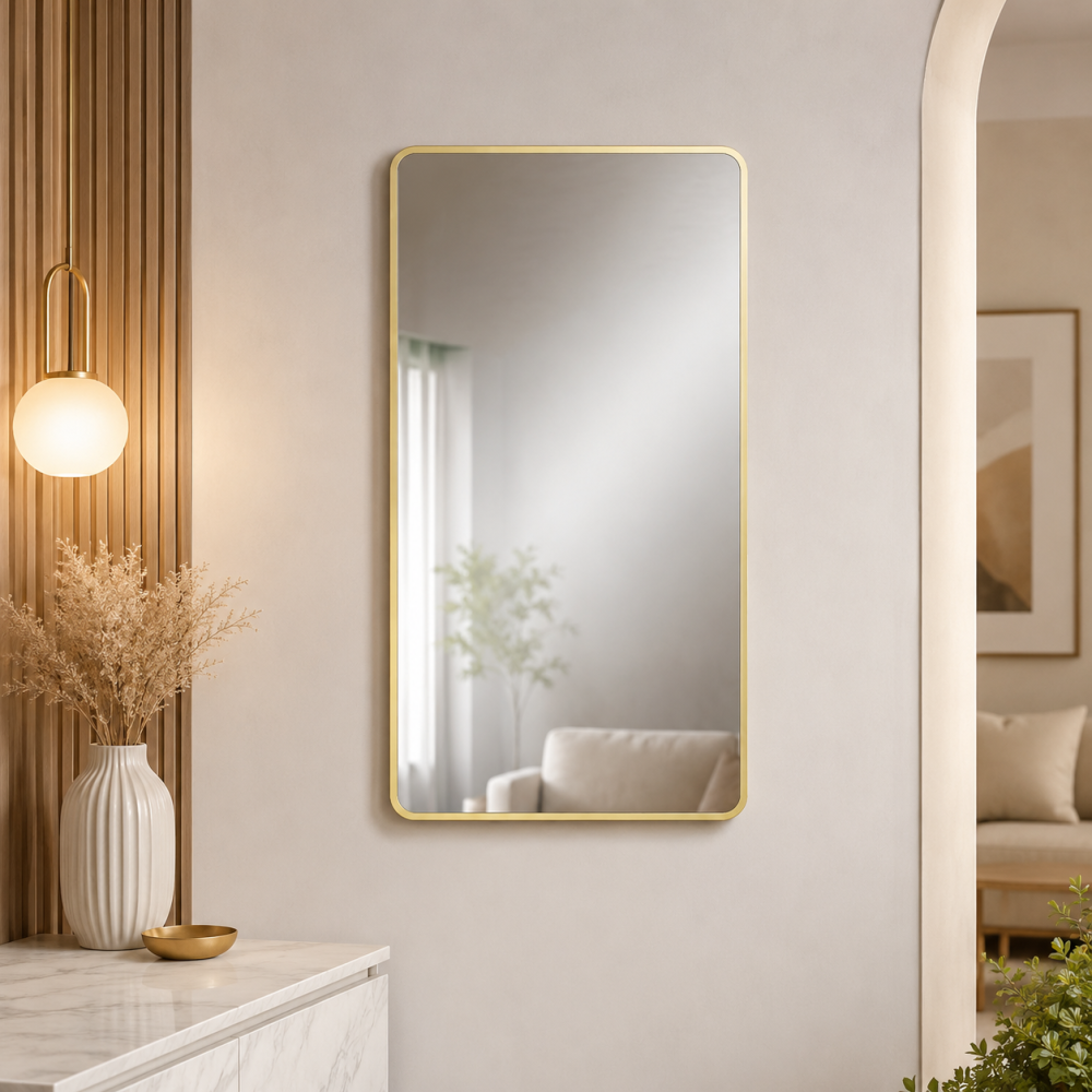 مراية حائط بأطار ذهبىمقاس 100 × 60 سم