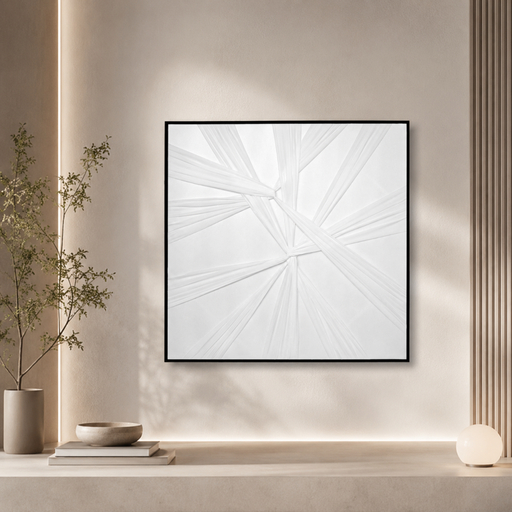لوحة حائط مربعة بإطار أسود مقاس 100 × 100 سم