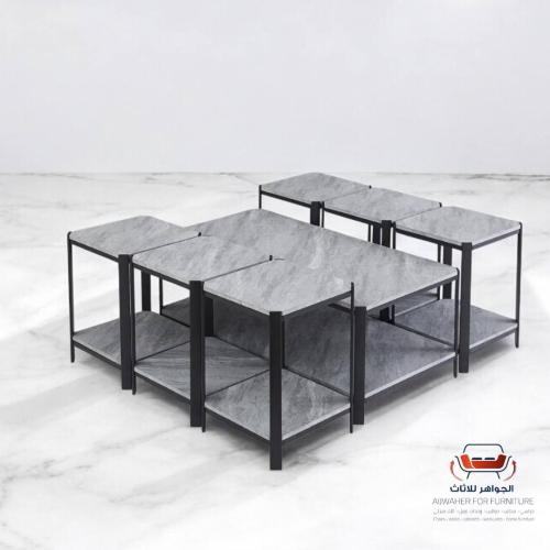 طقم طاولات شاي خشب العدد ٦ طاولات مقاس (40*40*55)...