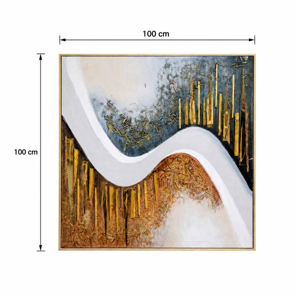 لوحة ديكور بإطار ذهبي مقاس 100 × 100 سم