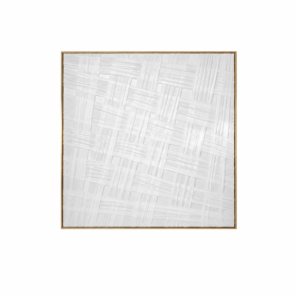لوحة حائط مربعة بإطار ذهبي مقاس 80 × 80 سم