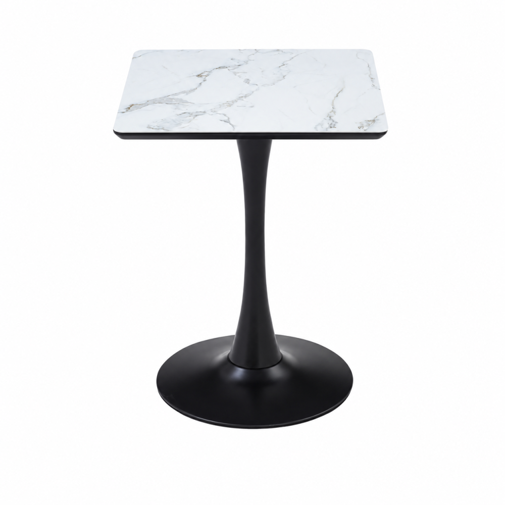 طاولة مقهى مربعة بسطح بديل السيراميك مقاس 80 × 80 سم باللون الأبيض