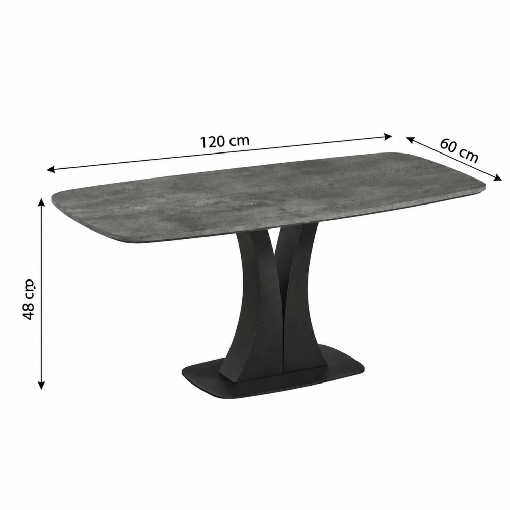 طاولة شاي خشبية مستطيلة رمادي غامق